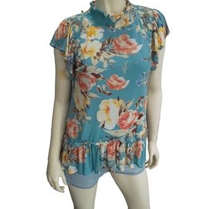 SALE ‼️ Mock Neck Hem Ruffles Tunic Top NEW